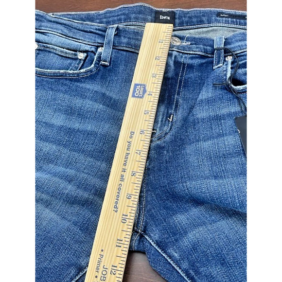 EDWIN Jeans 31 x 33 Maddox Slim Fit Straight Leg Shelter Blue Denim Stretch $208 - Picture 6 of 9